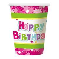 Születésnapot Happy Birthday Pink papír pohár 6 db-os 270 ml