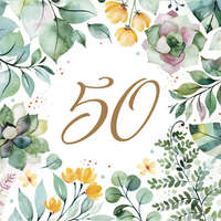 Születésnap Happy Birthday 50 Floral Frame szalvéta 20 db-os 33x33 cm
