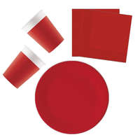 Színes Unicolour Red, Piros party szett 36 db-os 23 cm-es tányérral