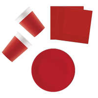 Színes Unicolour Red, Piros party szett 36 db-os 20 cm-es tányérral