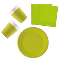Színes Unicolour Light Green, Zöld party szett 36 db-os 23 cm-es tányérral