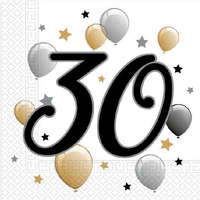 Születésnap Milestone, Happy Birthday 30 szalvéta 20 db-os 33x33 cm