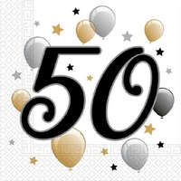Születésnap Milestone, Happy Birthday 50 szalvéta 20 db-os 33x33 cm