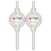 Születésnap Happy Birthday Streamers papír szívószál 4 db-os szett