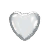 Színes Silver Heart, Ezüst szív fólia lufi 46 cm