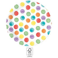 Színes Color Party Dots, Színes papírtányér 8 db-os 23 cm FSC