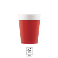 Színes Unicolour Red, Piros papír pohár 8 db-os 200 ml FSC
