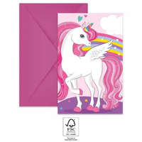Unikornis Unicorn Rainbow Colors, Unikornis Party meghívó 6 db-os FSC