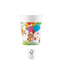 Állatos Jungle Balloons, Dzsungel papír pohár 8 db-os 200 ml FSC