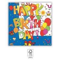 Születésnap Kokliko Happy Birthday szalvéta 20 db-os 33x33 cm FSC