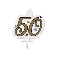 Boldog Születésnapot Milestone, Happy Birthday Gold tortagyertya, számgyertya 50-es