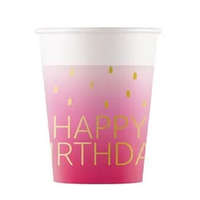 Boldog Születésnapot Happy Birthday Golden Pink papír pohár 8 db-os 200 ml FSC