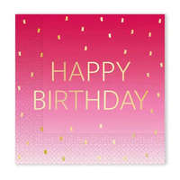 Születésnap Happy Birthday Golden Pink szalvéta 20 db-os 33x33 cm FSC