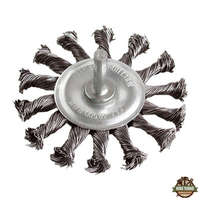 EXTOL CRAFT drótcsiszoló körkefe, 75mm, fúrógépbe fogható: 6mm csap, sodrott erős, hullámos szálú, max 12.500 ford/perc