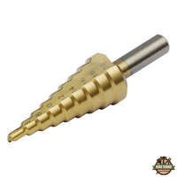 EXTOL CRAFT lépcsős fémfúró, 9 lépcsős; (4-12mm, 1mm lépcsők), befogás: 10mm, max. 4mm vastag anyagokhoz, TiN bevonat