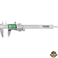 EXTOL PREMIUM 5 év digitális tolómérő; 0,01×150mm, kijelző háttérvilágítással, mélységmérővel, rozsdamentes acél, pontosság ±0,02/0,03 mm