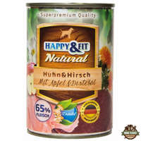Happy&Fit Happy&Fit Natural Dog konzerv csirke, szarvas almával és sáfrányolajjal 400g