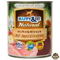 Happy&Fit Happy&Fit Natural Dog konzerv csirke, szarvas almával és sáfrányolajjal 800g