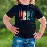 Vintage mintás pecás gyerek póló - Fishing