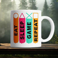 Gamer ajándék - Sleep Game Repeat bögre