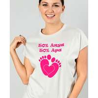 Feliratos női póló anyának - 50% anya 50% apa