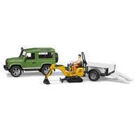  Bruder Land Rover Defender egytengelyű utánfutóval és JCB markolóval (02593)