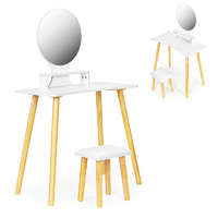  Sminkasztal székkkel és tükör polccal - Modern sminkes asztal - Sminkes komód - Szépítőasztal - Sminkes székkel