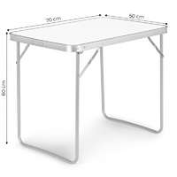 Összecsukható piknikasztal 70x50cm, kerti asztal, könnyen szállítható, praktikus asztal - Fehér