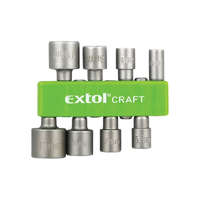 EXTOL EXTOL CRAFT 8 darabos behajtó készlet hatszögletű csavarokhoz, 5-13mm méretben, 36-38mm hosszúságú, hatszög befogású, nem mágneses, króm-vanádium acélból