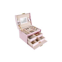 Rózsaszín ékszerdoboz gyöngyök és ékszerek tárolására - Praktikus ajándék nőknek, divatos kiegészítő a szépség és stílus jegyében