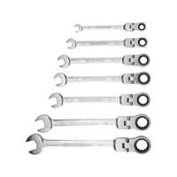 EXTOL EXTOL PREMIUM csuklós racsnis csillag-villás kulcs klt. 7db; 8-10-12-13-14-17-19mm CrV. 72 foggal, 1 irányú forgás