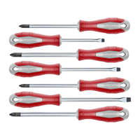 FORTUM FORTUM csavarhúzó klt., 7db; lapos: 3×75, 5×100, 6×125mm, PH1×100, PH2×125, PZ1×100, PZ2×125, CV. mágneses, papír doboz