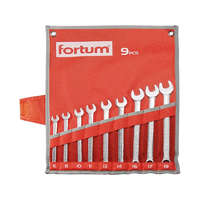 FORTUM FORTUM csillag-villás kulcs klt. 9db, 6-19mm 61CrV5, mattkróm, vászon tok FORTUM
