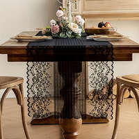 Elegáns Vintage Francia Csipkés Horgolt Asztali Futó