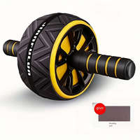 1db Otthoni Fitnesz Hasizom Gyakorló Kerék - Hordozható Mag Erősítő Piros & Fekete Fogantyúkkal, Tartós PP Anyag Has- és Mellizom Edzéshez, Felsőtest Edzéshez Sárga