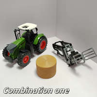 Farm Traktor Kombinációs Készlet 1. kombináció (keskeny kerekes traktor + széna elülső állvány + 1 szénakazal)