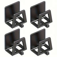 4db Modern Easy Install Öntapadó Fém Trapézúmosó Tároló Állvány Fekete - 4 db