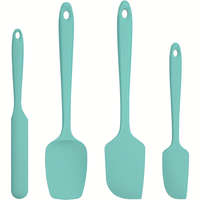 4 db-os szilikon spatulaszett, hőálló 600°F-ig, tartós gumi konyhai eszközök tapadásmentes edényekhez, varrat nélküli kialakítás, piros, 4 méret Szilikon kaparó készlet cián 4 darabos