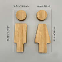 Északi Fa Fürdőszoba Tábla, 16.0cm Férfi és Női WC Ajtóra Szerelhető, Öntapadós Könnyű Telepítés, Japán Stílusú WC Dekoráció Otthonra és Irodába Természetes Szín - Tömör Fa