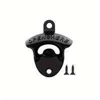 1 db Vintage "Nyisd ki itt" öntöttvas falra szerelhető palacknyitó Egy Fekete