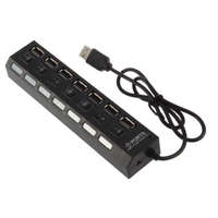 Schenopol Kft. 7 portos kapcsolható USB hub - Fekete