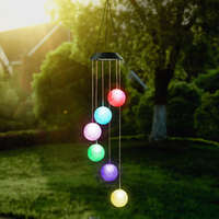 Garden of Eden Felakasztható szolár lámpa - kristálygömb - RGB LED-del - 78 x 12,5 cm