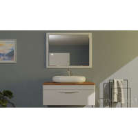 TMP MOON 90 cm fehér - natúr dió - függesztett fürdőszobabútor mosdó nélkül - TOP COUNTER mosdókhoz