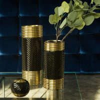  Elif modern váza Fekete/arany kerámia 17x10x20 cm