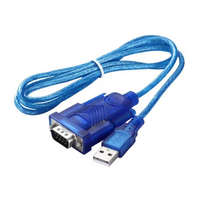 Utángyártott Átalakító kábel (USB-A 2.0 (Apa), 9 tüskés RS232 (Apa), 80cm, Kék / Szürke) - Utángyártott