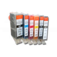 Utángyártott Canon PGI-525BK helyettesítő 6db tintapatron (Cián / Fekete / Fekete / Fehér / Magenta / Szürke / Sárga) - Utángyártott