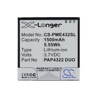Utángyártott Prestigio PAP4322 DUO helyettesítő mobiltelefon akkumulátor (Li-ion, 3.7V, 5.55Wh / 1500mAh) - Utángyártott