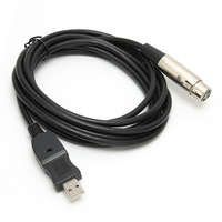 Utángyártott Átalakító kábel (3 tüskés XLR csatlakozó (Anya), USB-A 2.0 (Apa), 280cm, Fekete) - Utángyártott