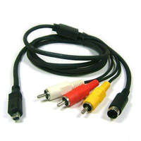 Utángyártott Sony DCR-PC330 készülékhez átalakító kábel (RCA (Apa), 2 db eszköz specifikus csatlakozó (Apa), 150cm, Fekete) - Utángyártott