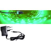 V-TAC 5m hosszú 12Wattos, kapcsoló nélküli, adapteres zöld LED szalag (300db 2835 SMD LED)